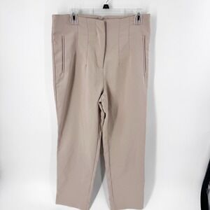 HAUSEN Women Beige High Waisted Tailored Wide Leg Pants Size L Style Y21190